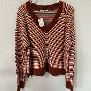 Madewell V Neck striped sweater multi color size M
